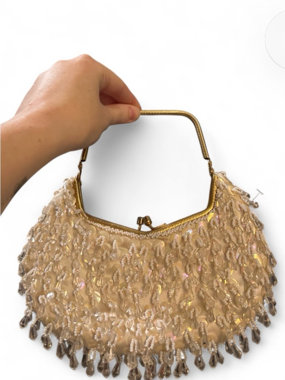 Beaded Evening Handbag in Champagne Gold